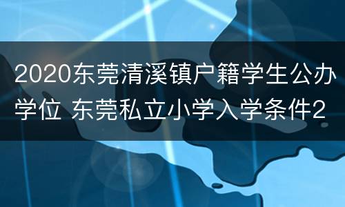 2020东莞清溪镇户籍学生公办学位 东莞私立小学入学条件2020