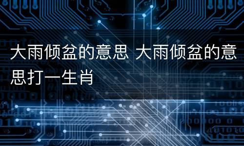 大雨倾盆的意思 大雨倾盆的意思打一生肖