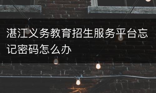 湛江义务教育招生服务平台忘记密码怎么办