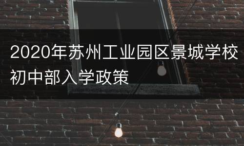2020年苏州工业园区景城学校初中部入学政策