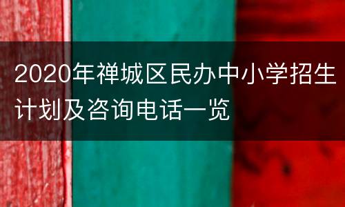 2020年禅城区民办中小学招生计划及咨询电话一览