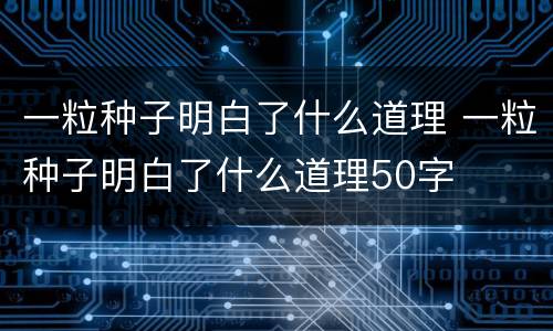 一粒种子明白了什么道理 一粒种子明白了什么道理50字