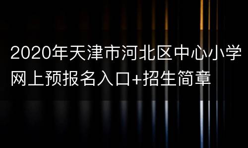 2020年天津市河北区中心小学网上预报名入口+招生简章