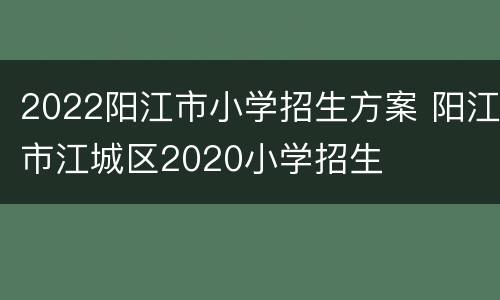 2022阳江市小学招生方案 阳江市江城区2020小学招生