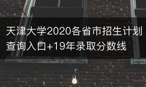 天津大学2020各省市招生计划查询入口+19年录取分数线