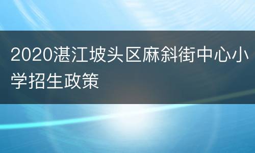 2020湛江坡头区麻斜街中心小学招生政策