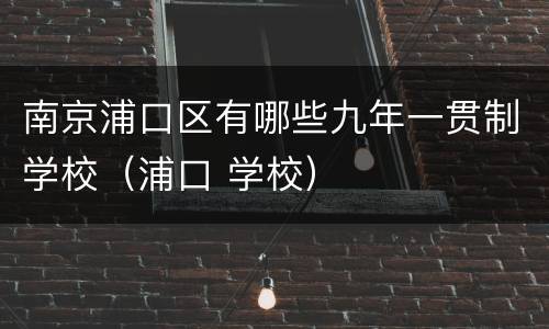 南京浦口区有哪些九年一贯制学校（浦口 学校）
