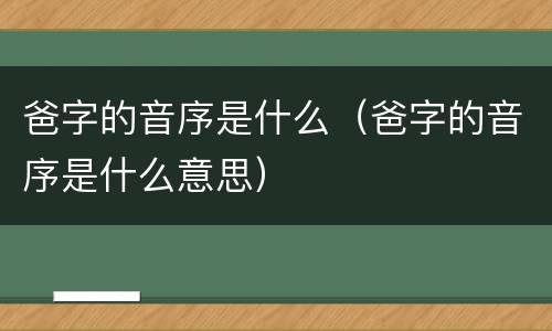 爸字的音序是什么（爸字的音序是什么意思）