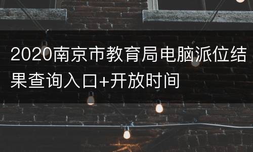 2020南京市教育局电脑派位结果查询入口+开放时间