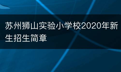 苏州狮山实验小学校2020年新生招生简章