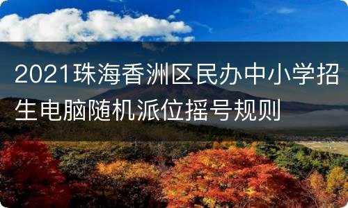 2021珠海香洲区民办中小学招生电脑随机派位摇号规则