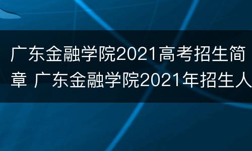 广东金融学院2021高考招生简章 广东金融学院2021年招生人数