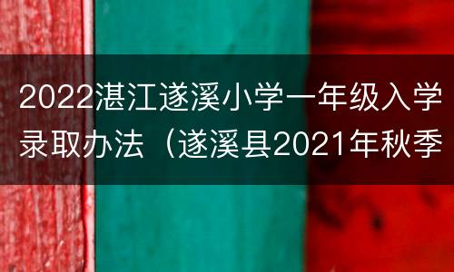 2022湛江遂溪小学一年级入学录取办法（遂溪县2021年秋季县城小学一年级新生招生工作实施意见）