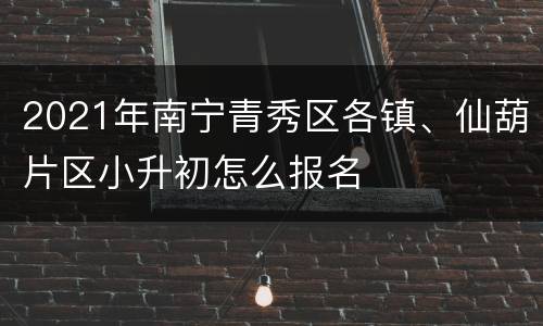 2021年南宁青秀区各镇、仙葫片区小升初怎么报名