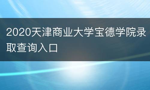 2020天津商业大学宝德学院录取查询入口