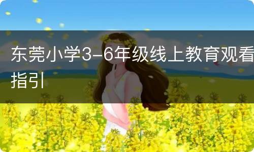 东莞小学3-6年级线上教育观看指引