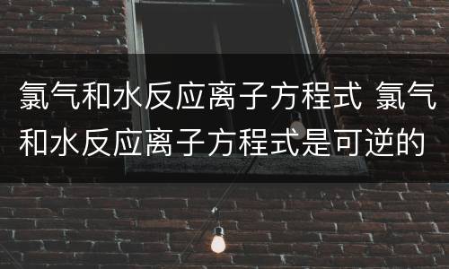 氯气和水反应离子方程式 氯气和水反应离子方程式是可逆的嘛