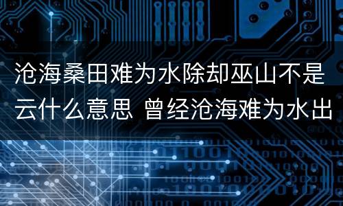 沧海桑田难为水除却巫山不是云什么意思 曾经沧海难为水出自谁