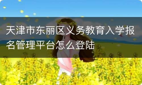 天津市东丽区义务教育入学报名管理平台怎么登陆