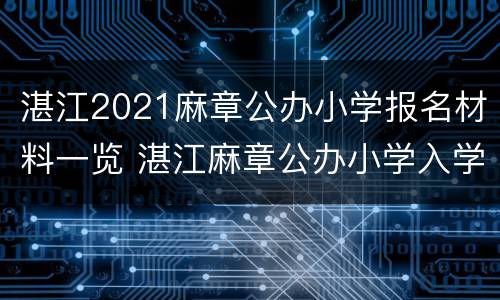 湛江2021麻章公办小学报名材料一览 湛江麻章公办小学入学条件
