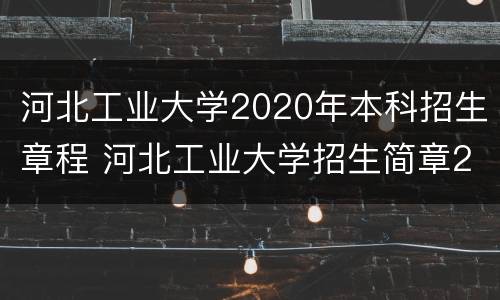 河北工业大学2020年本科招生章程 河北工业大学招生简章2020