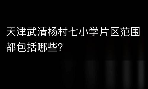 天津武清杨村七小学片区范围都包括哪些？