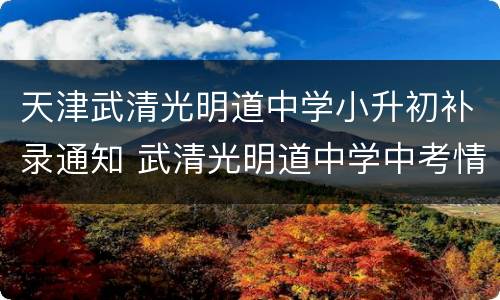 天津武清光明道中学小升初补录通知 武清光明道中学中考情况