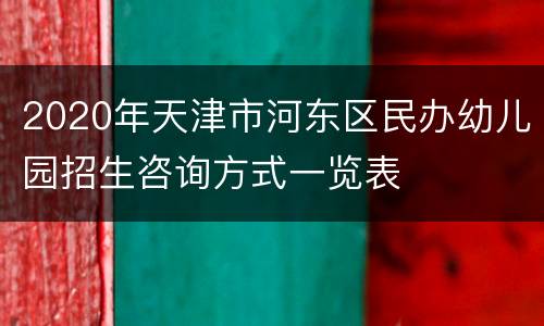 2020年天津市河东区民办幼儿园招生咨询方式一览表