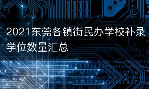 2021东莞各镇街民办学校补录学位数量汇总