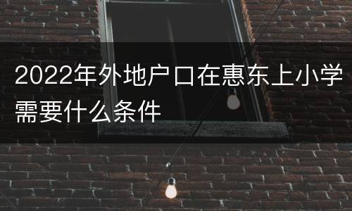 2022年外地户口在惠东上小学需要什么条件