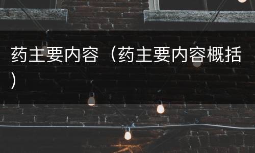 药主要内容（药主要内容概括）