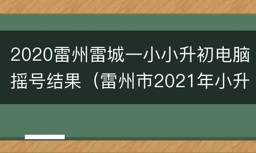 2020雷州雷城一小小升初电脑摇号结果（雷州市2021年小升初摇号时间）
