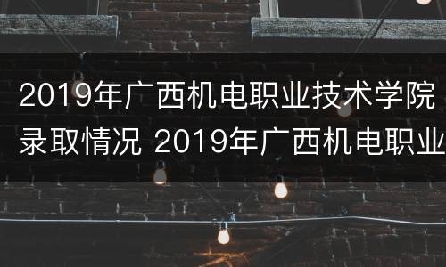 2019年广西机电职业技术学院录取情况 2019年广西机电职业技术学院录取情况表