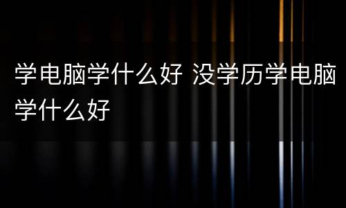 学电脑学什么好 没学历学电脑学什么好