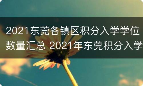 2021东莞各镇区积分入学学位数量汇总 2021年东莞积分入学公布
