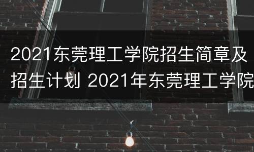 2021东莞理工学院招生简章及招生计划 2021年东莞理工学院招生简章