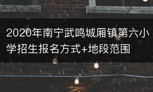 2020年南宁武鸣城厢镇第六小学招生报名方式+地段范围