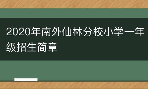 2020年南外仙林分校小学一年级招生简章