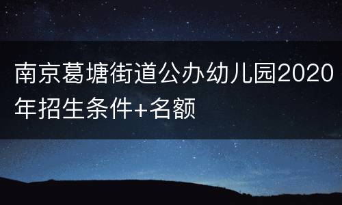 南京葛塘街道公办幼儿园2020年招生条件+名额