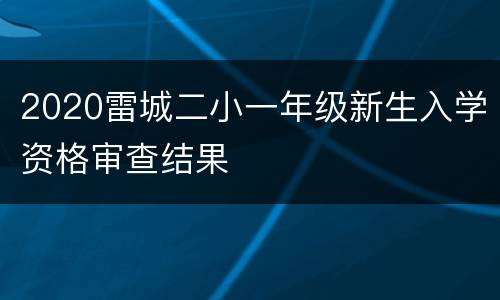 2020雷城二小一年级新生入学资格审查结果
