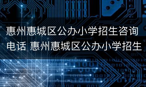 惠州惠城区公办小学招生咨询电话 惠州惠城区公办小学招生咨询电话是多少