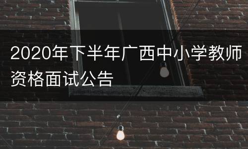 2020年下半年广西中小学教师资格面试公告