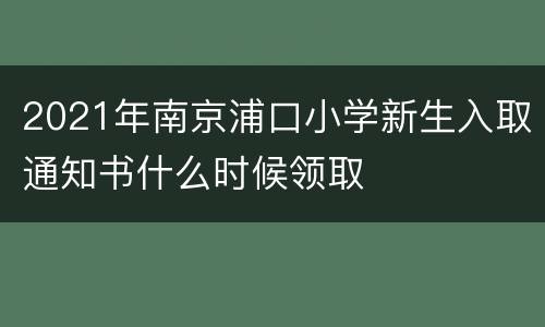 2021年南京浦口小学新生入取通知书什么时候领取