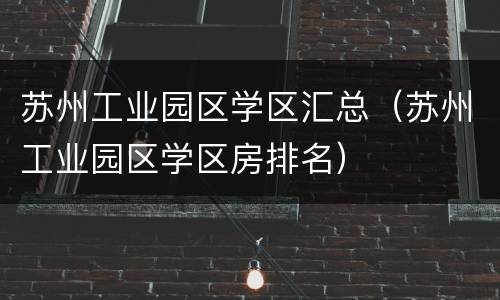 苏州工业园区学区汇总（苏州工业园区学区房排名）
