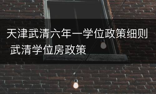 天津武清六年一学位政策细则 武清学位房政策