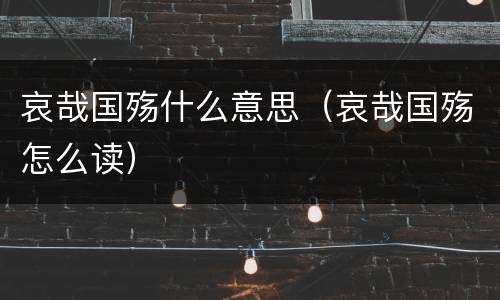 哀哉国殇什么意思（哀哉国殇怎么读）