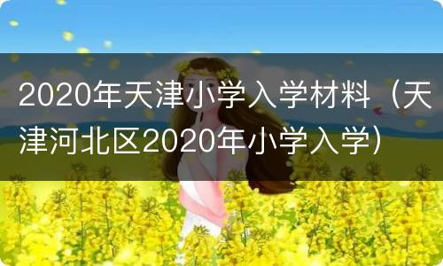 2020年天津小学入学材料（天津河北区2020年小学入学）