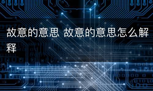 故意的意思 故意的意思怎么解释