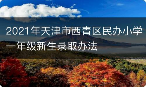 2021年天津市西青区民办小学一年级新生录取办法