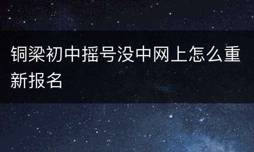 铜梁初中摇号没中网上怎么重新报名